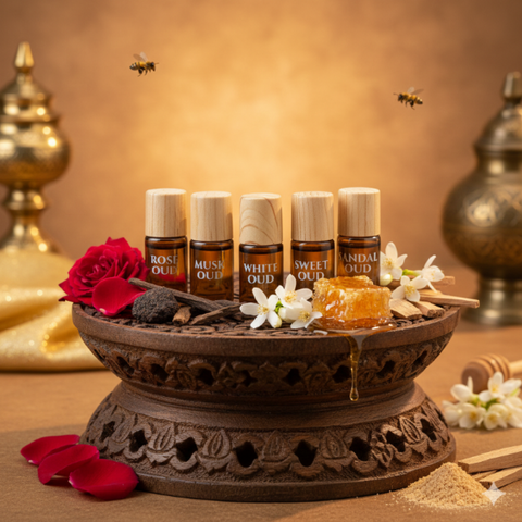 Oud Attars Starter Pack- Rose, Musk, Sandal, White, Honey